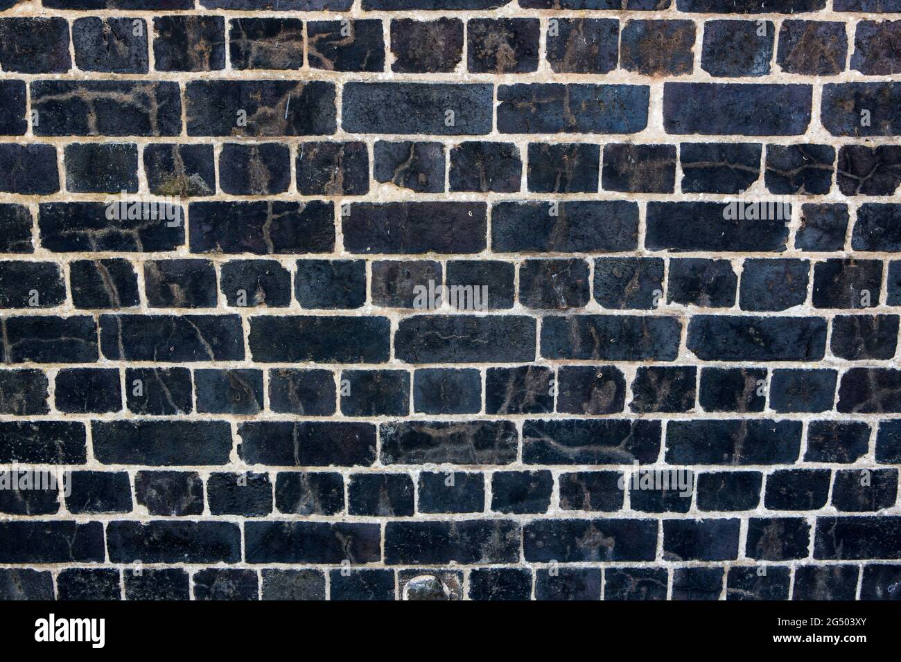 Brick Black Wall Texture Background. Dark Brickwork Pattern. Block