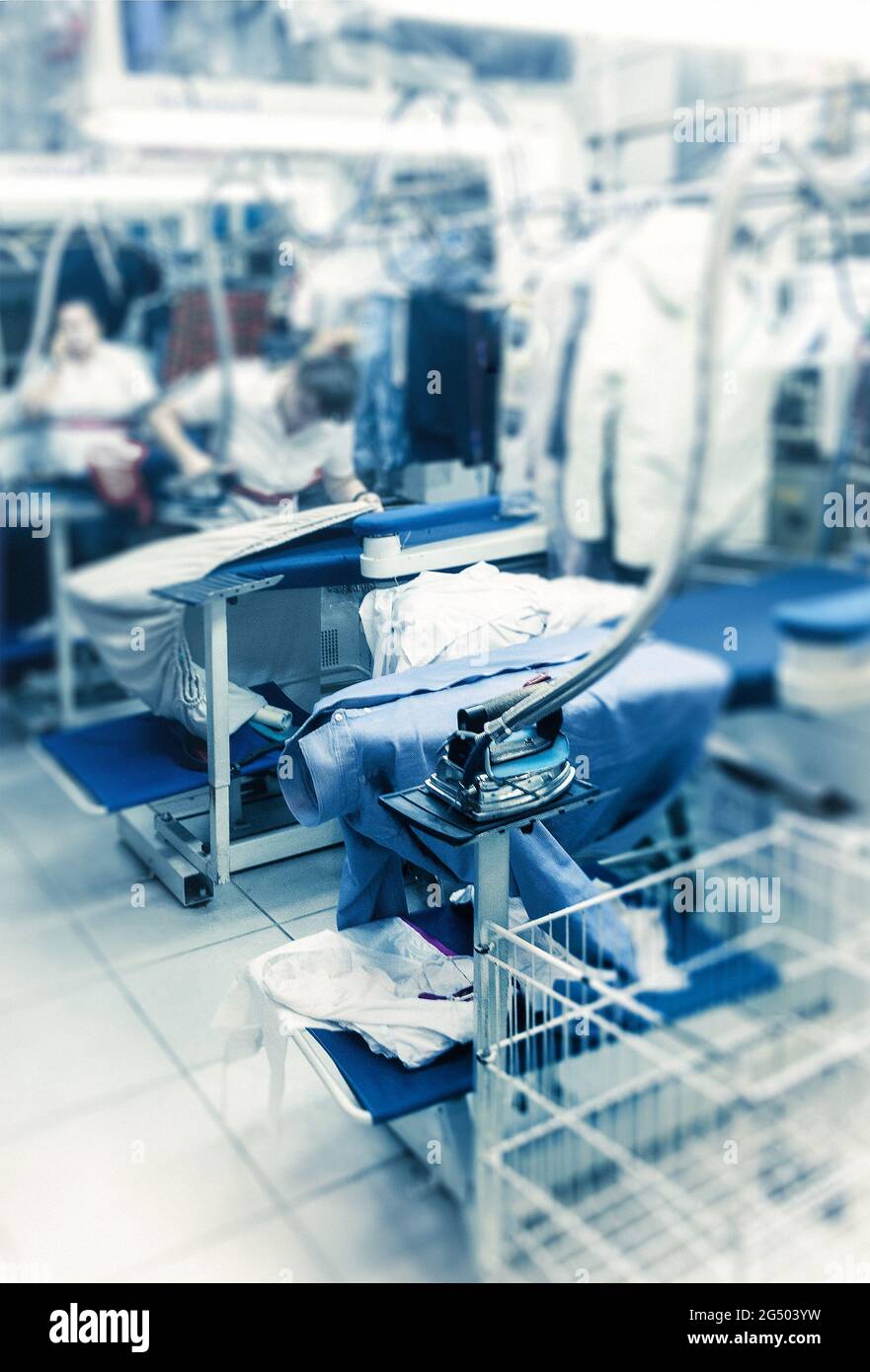 laundry ironing shop female workers Stock Photo Alamy