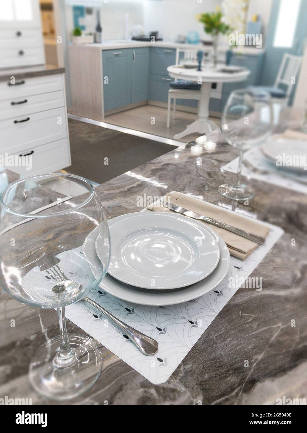 provence kitchen expositions in furniture store Stock Photo Alamy