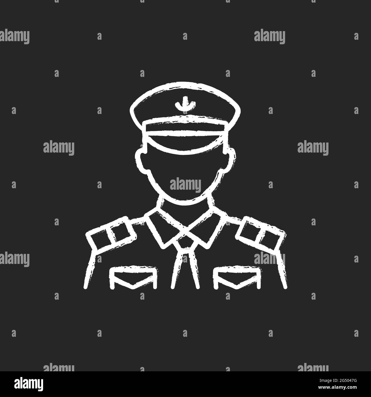 Male chief officer chalk white icon on dark background Stock Vector