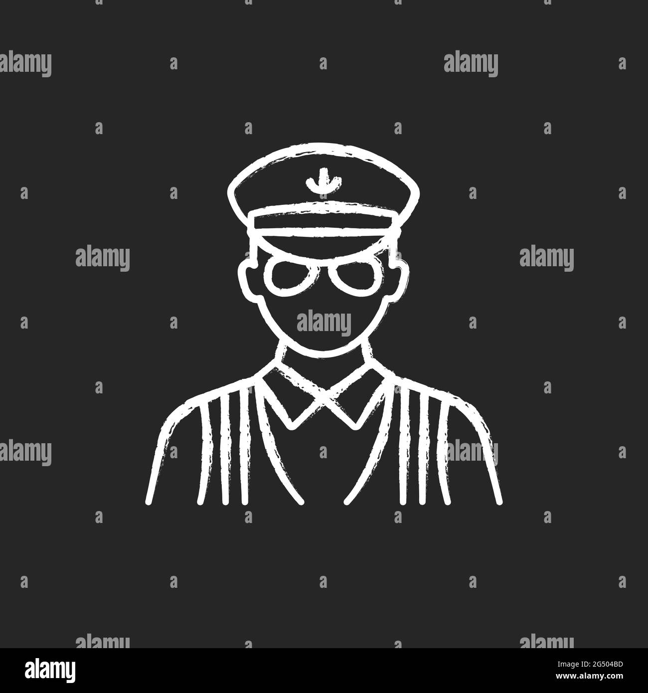 ruise ship security chalk white icon on dark background Stock Vector