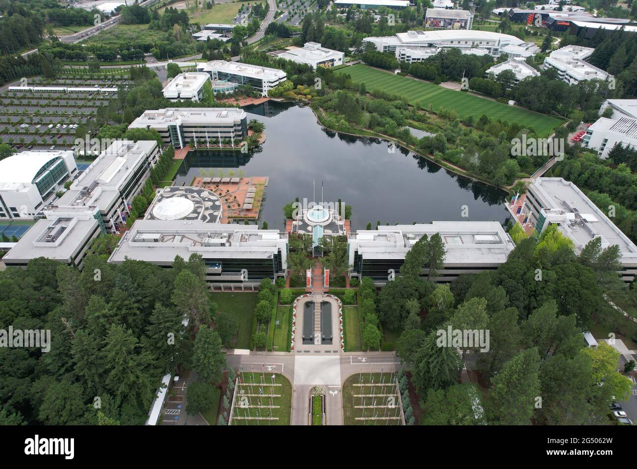 An aerial view of the Nike World Headquarters, Tuesday, June 22, 2021, in  Beaverton, Ore. (Photo by Image of Sport/Sipa USA Stock Photo - Alamy