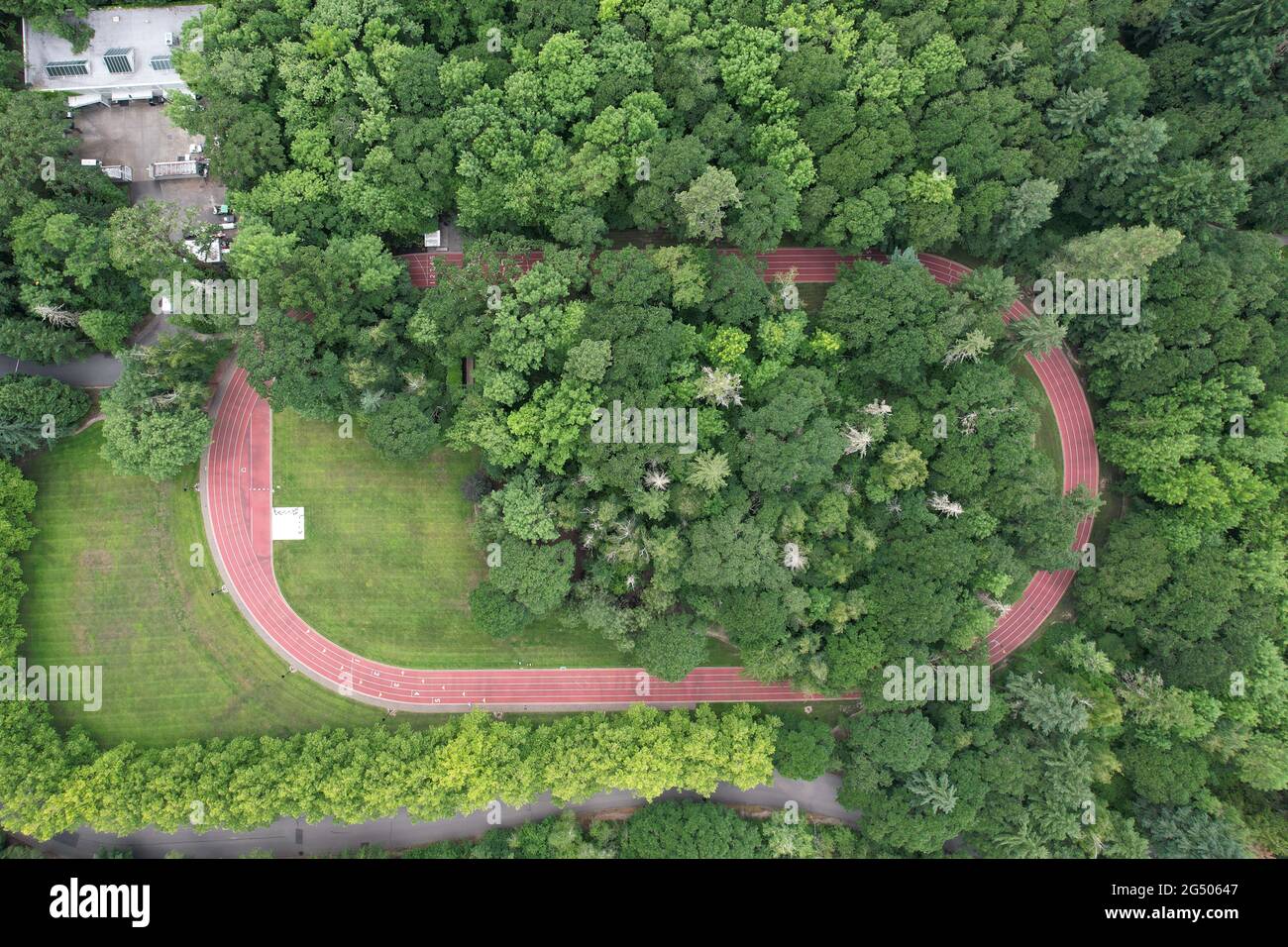 An aerial view of Michael Johnson track at the Nike World Headquarters,  Tuesday, June 22, 2021, in Beaverton, Ore. (Photo by Image of Sport/Sipa  USA Stock Photo - Alamy