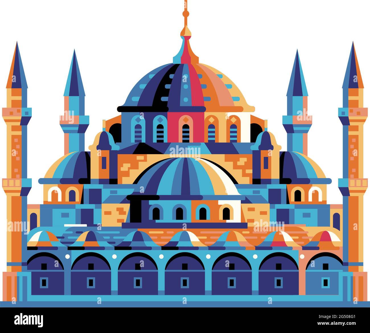 Istanbul Sultanahmet Blue Mosque Building in Flat Stock Vector