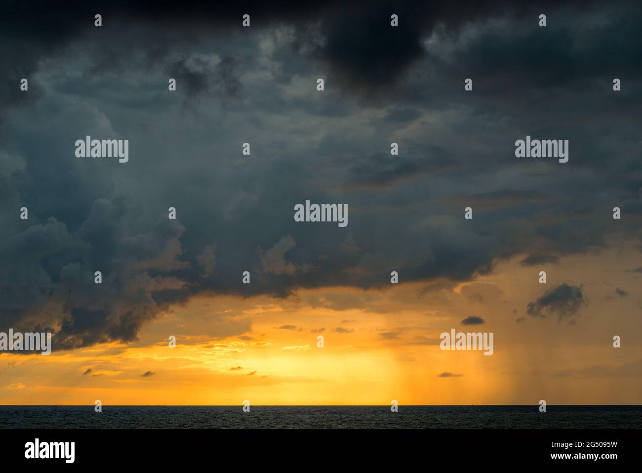 Beautiful orange sunset on the sea landscape Stock Photo