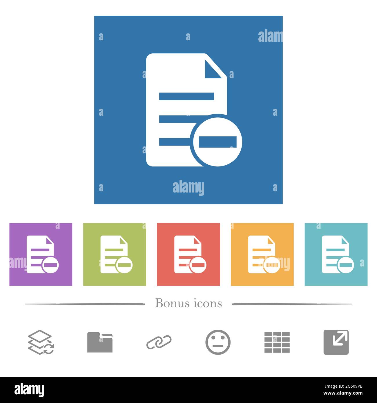 Remove document flat white icons in square backgrounds. 6 bonus icons ...