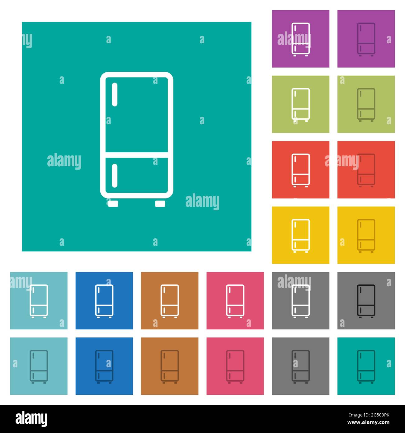 Refrigerator outline multi colored flat icons on plain square ...