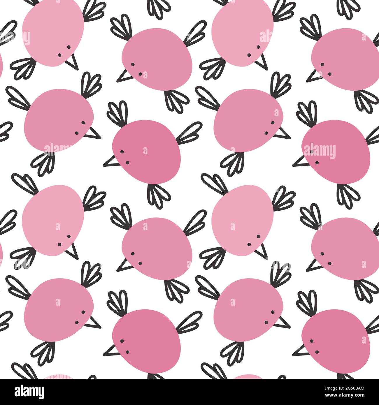 Cute pink seamless pattern with doodle birds. Abstract print for nursery  design. Background for baby clothes, bedroom wallpaper, bedding. Cool Stock  Vector Image & Art - Alamy