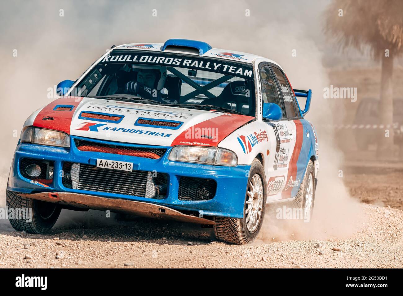 Mandria, Paphos District, Cyprus - November 11, 2018: Mitsubishi EVO III at Paphos Auto Rally Sprint Stock Photo