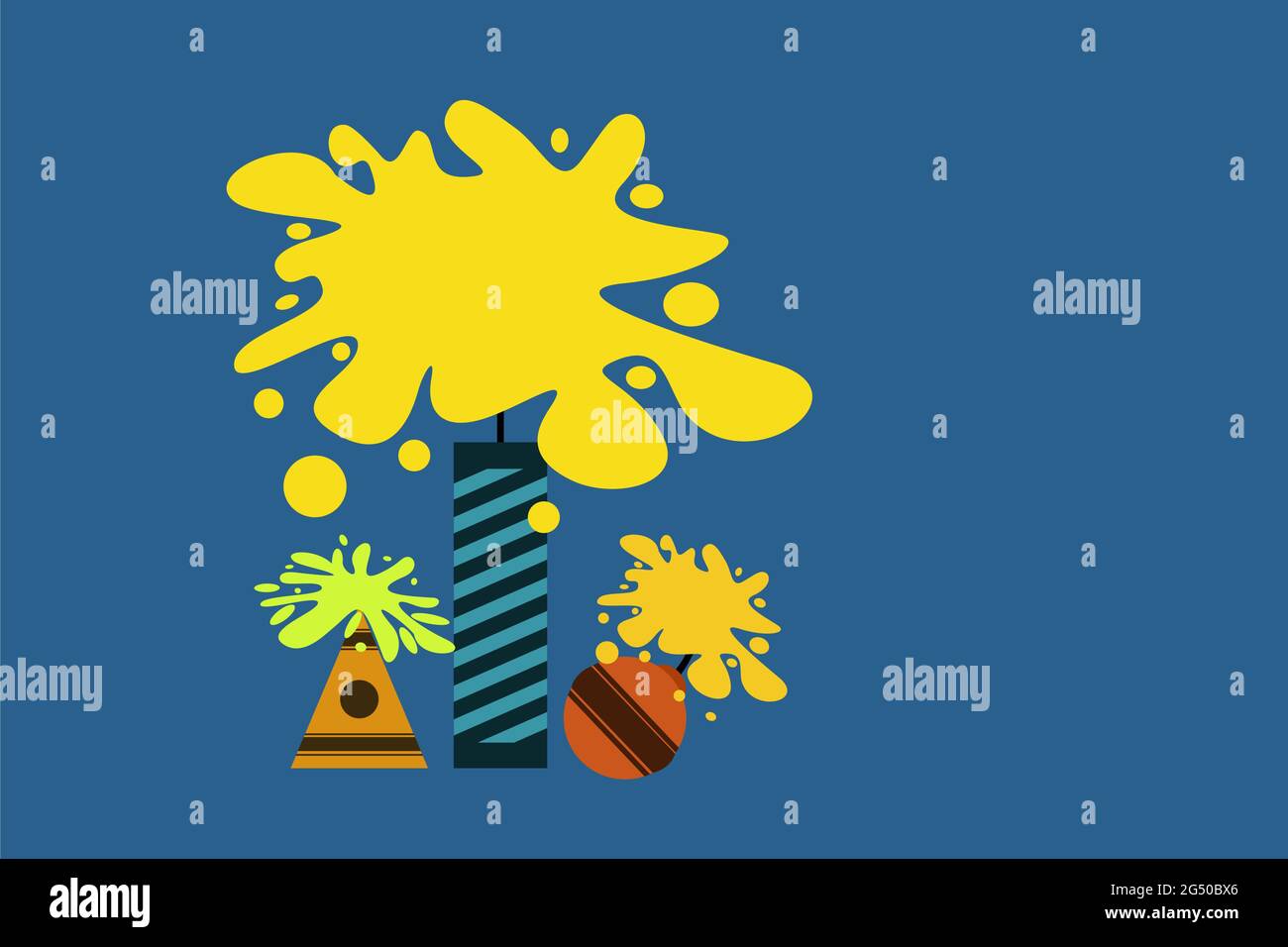 Illustration of firing of Diwali crackers.Concept for Diwali festival