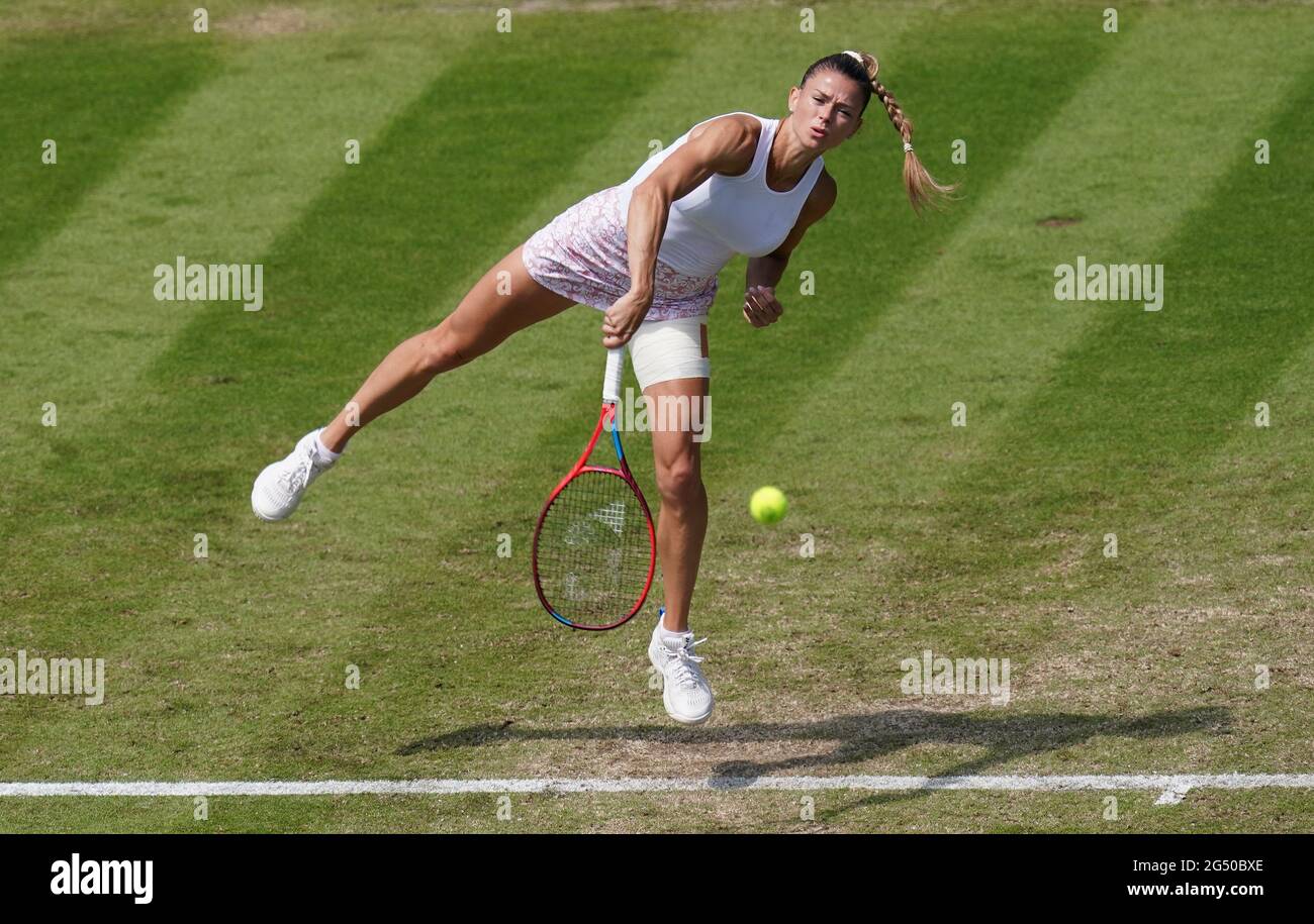 Italy's Camila Giorgi in action against Belarus's Aryna Sabalenka