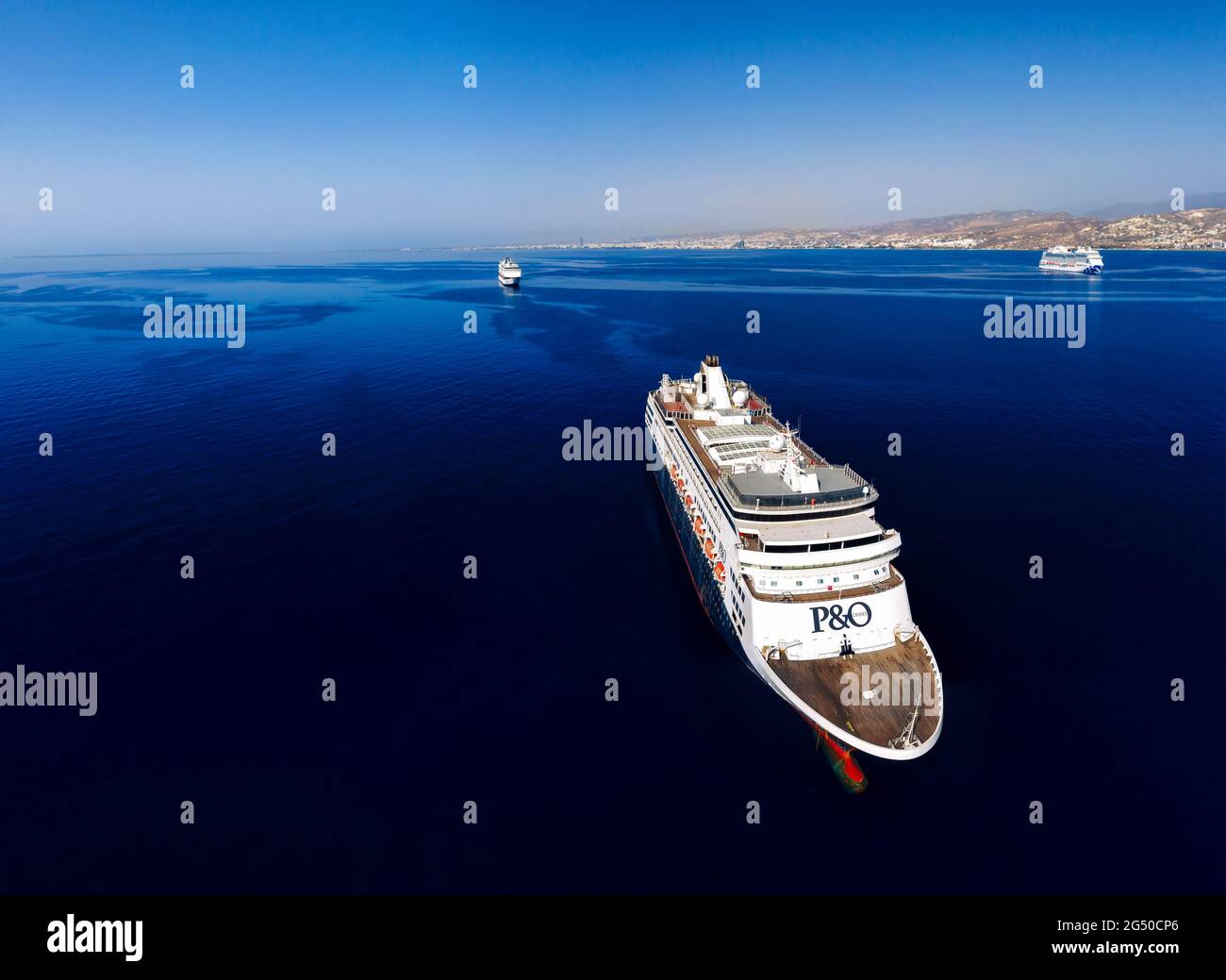 Cruise ship in coastal waters of Limassol. Cyprus Stock Photo
