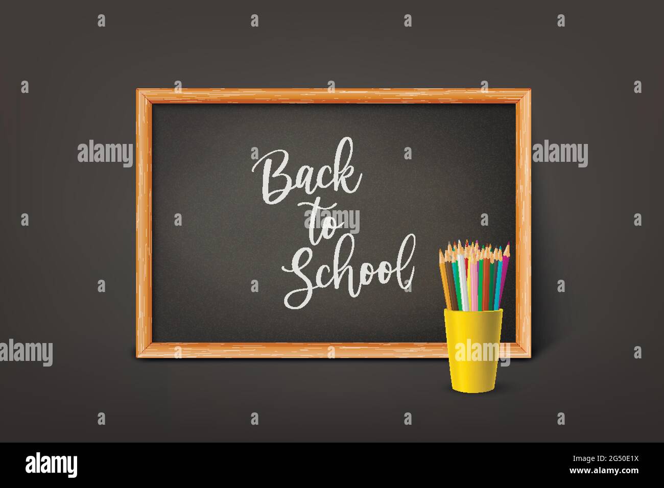 Back to School. Vector 3d Realistic Black Chalkboard, Wooden Frame and ...