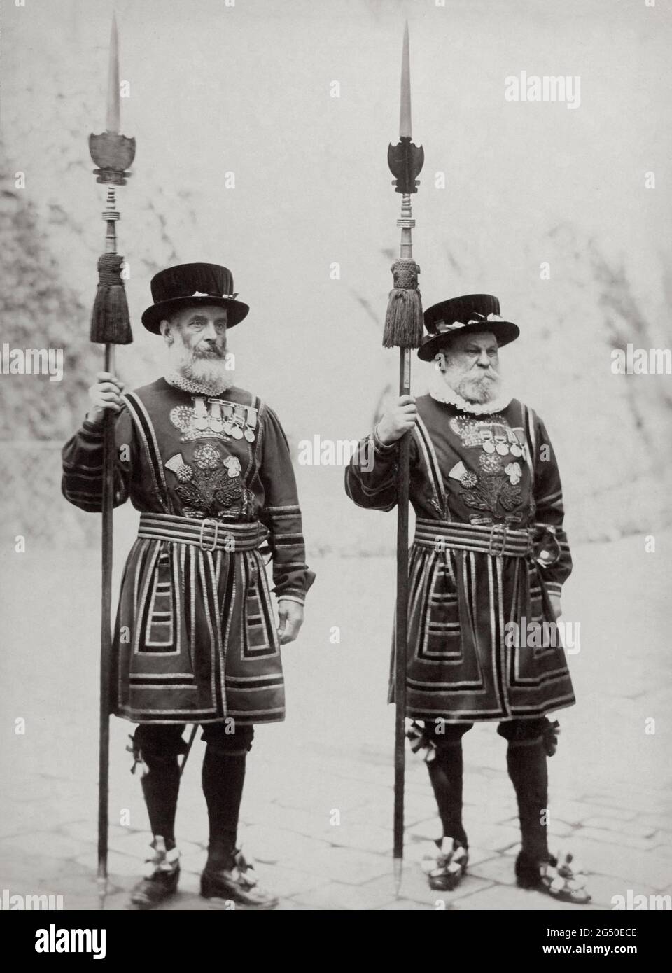 British army types of the late 19th century. Two Yeomen. Tower. London