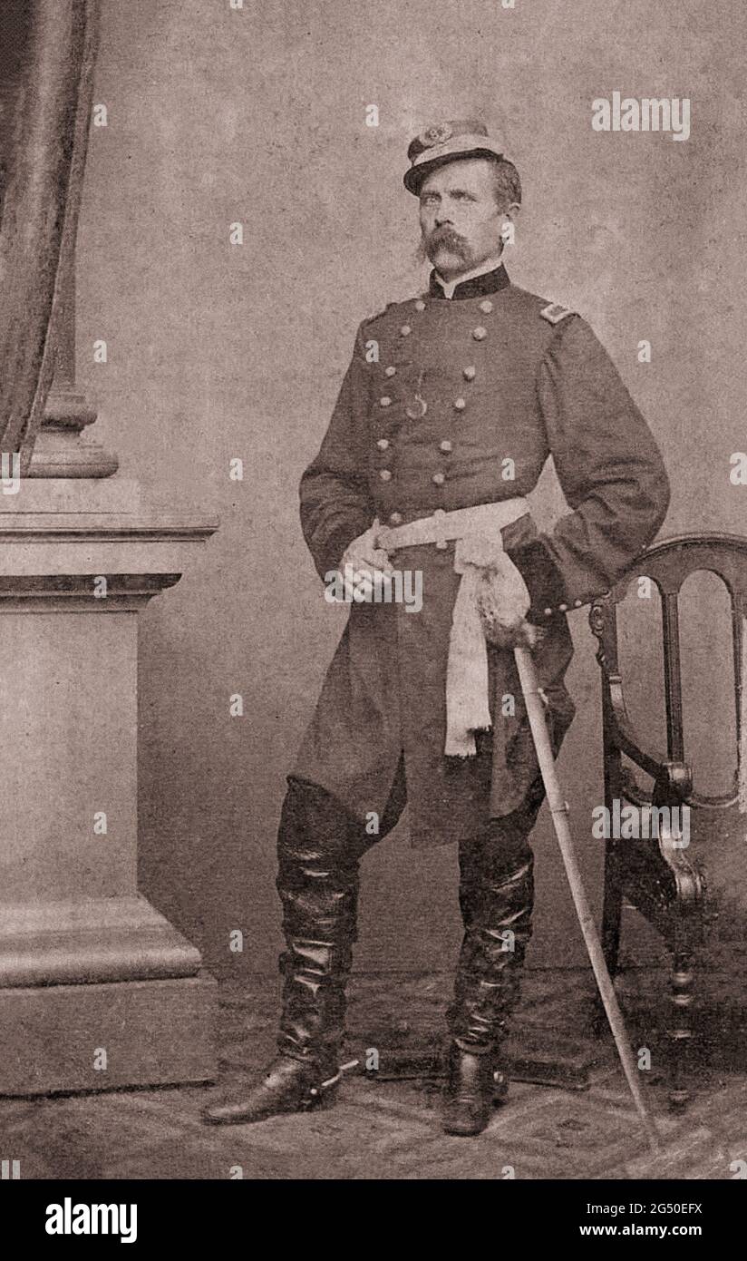 Vintage photo of general Louis Blanker. Louis Blenker (Lewis Blenker, 1812 – 1863) was a German soldier, participant of the German Revolution of 1848, Stock Photo