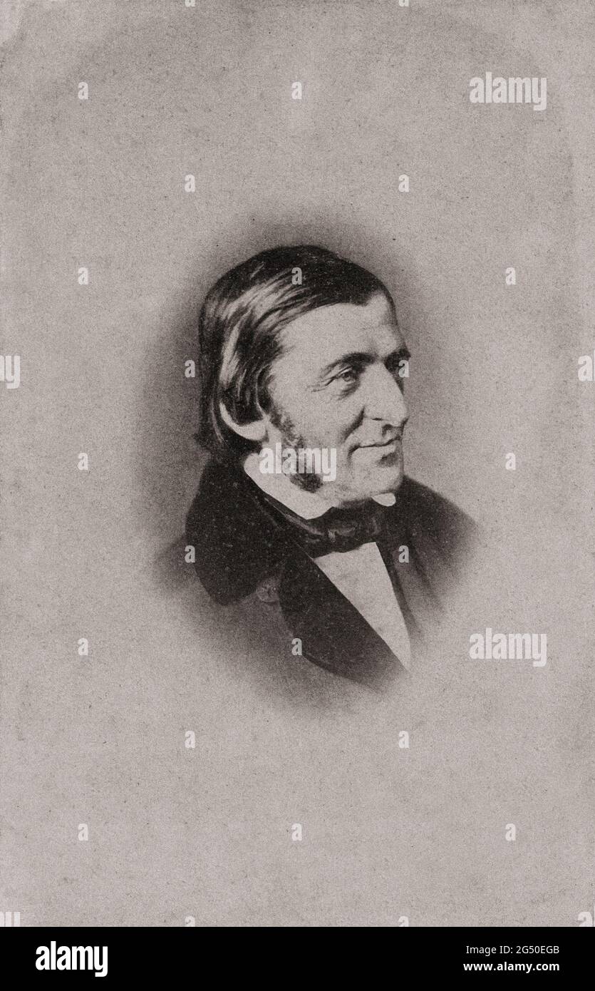 Vintage photo of Ralph Waldo Emerson. Ralph Waldo Emerson (May 25, 1803 – April 27, 1882),[7] who went by his middle name Waldo, was an American essay Stock Photo