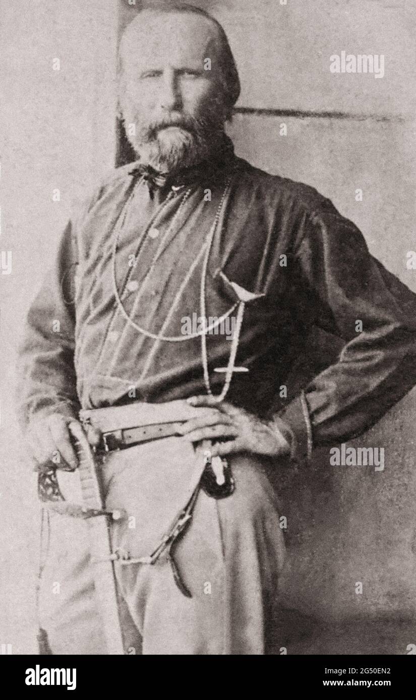 Vintage photo of Giuseppe Garibaldi. Giuseppe Maria Garibaldi (1807 – 1882) was an Italian general, patriot and republican. He contributed to the Ital Stock Photo