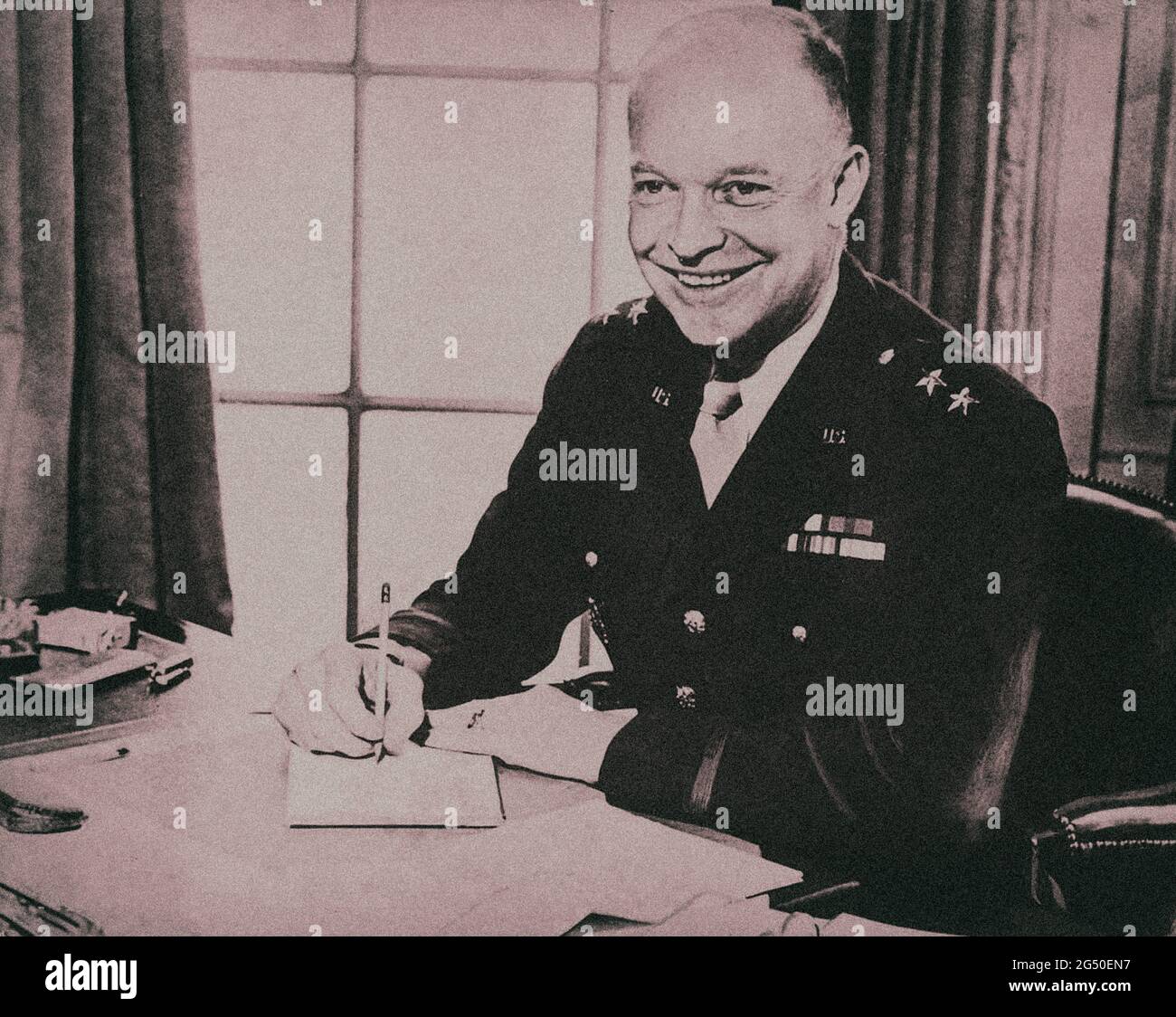retro photo of US President Dwight Ike D. Eisenhower Stock Photo