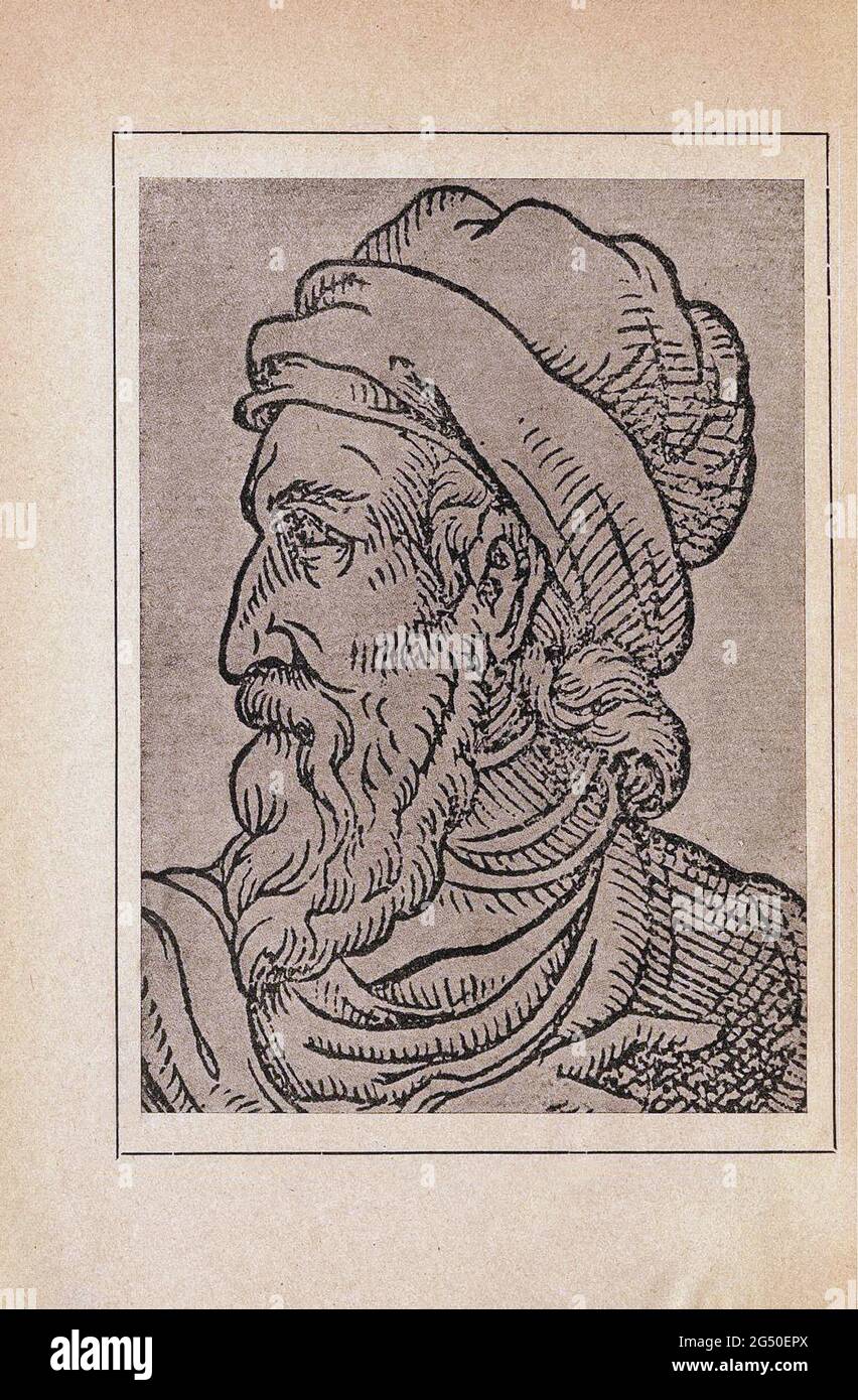 Engraving of Johannes Gutenberg. Johannes Gensfleisch zur Laden zum Gutenberg (c. 1400
