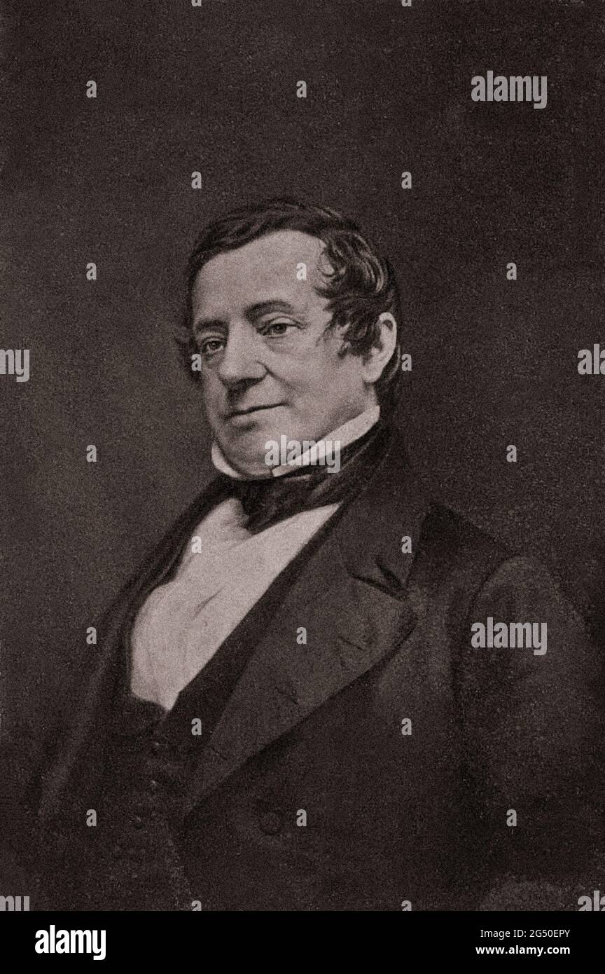Engraving of Washington Irving. (1783 – 1859) an American short-story writer, essayist, biographer, historian, and diplomat of the early 19th century. Stock Photo