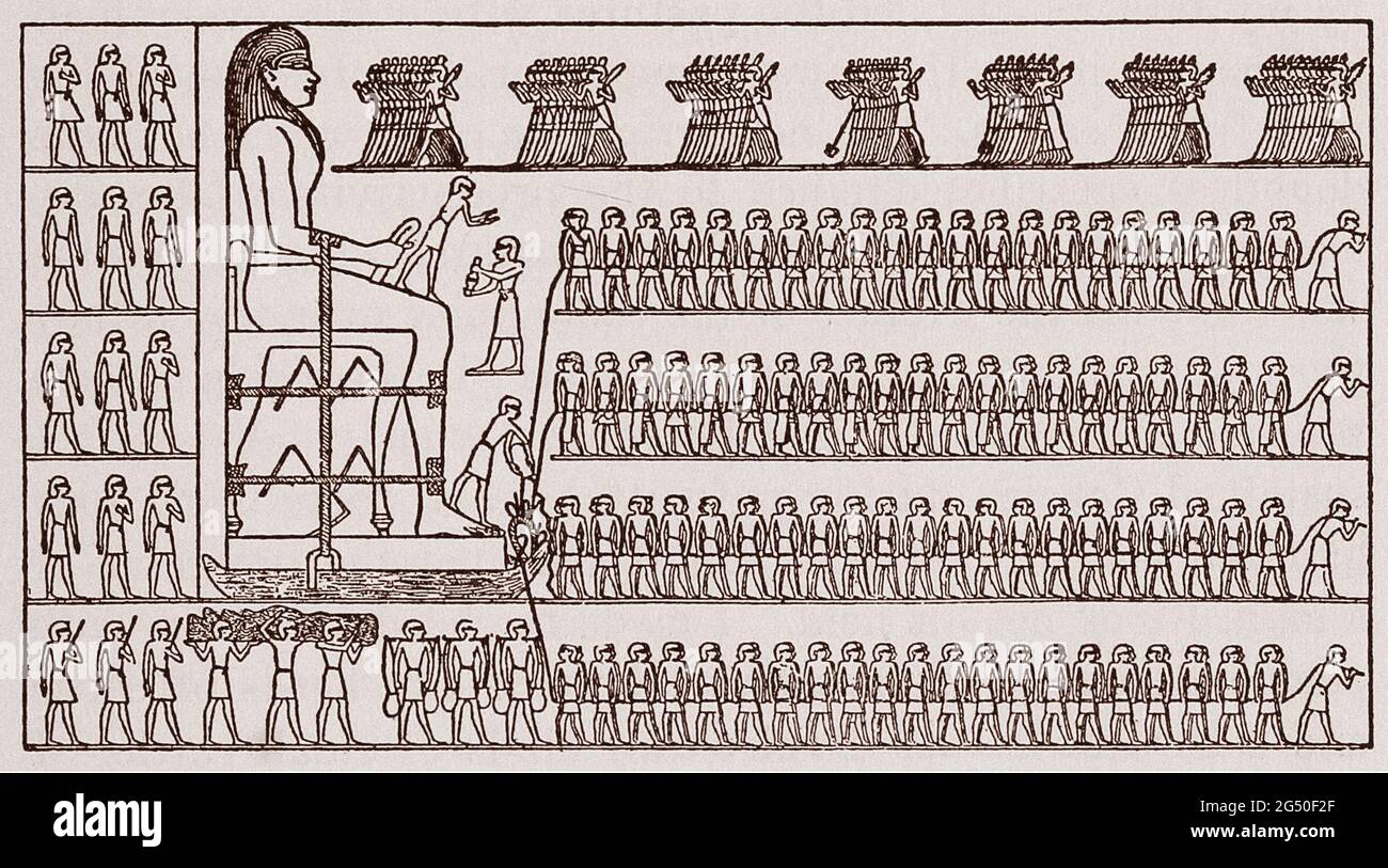 Egypt Ropes Ancient Egypt. Middle Kingdom. A Colossus of Alabaster about twenty-two ...