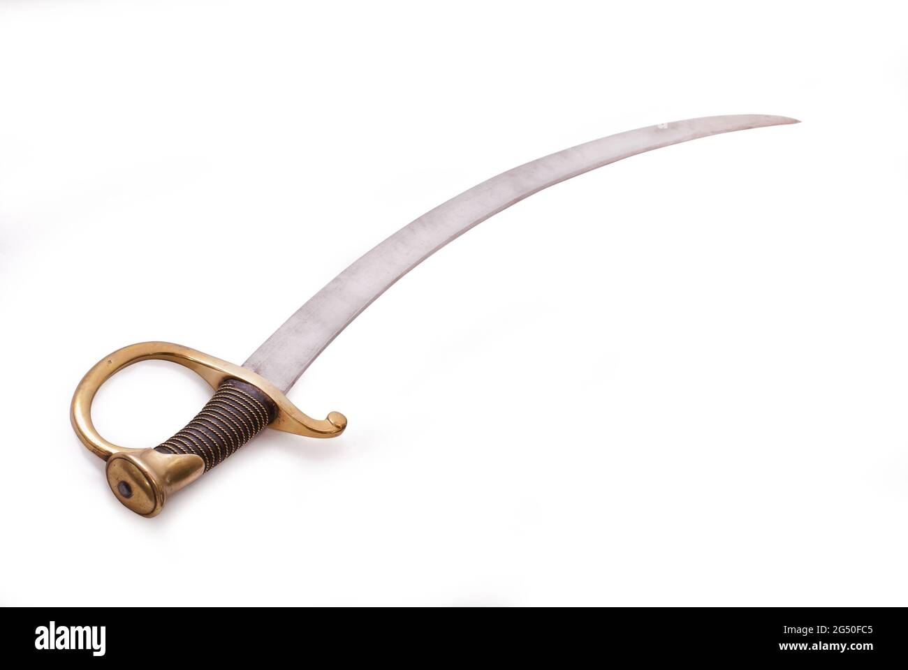 Saber (sabre, cavalry sword) of French horse artillery soldier. Model 1829. Path on white background. Stock Photo