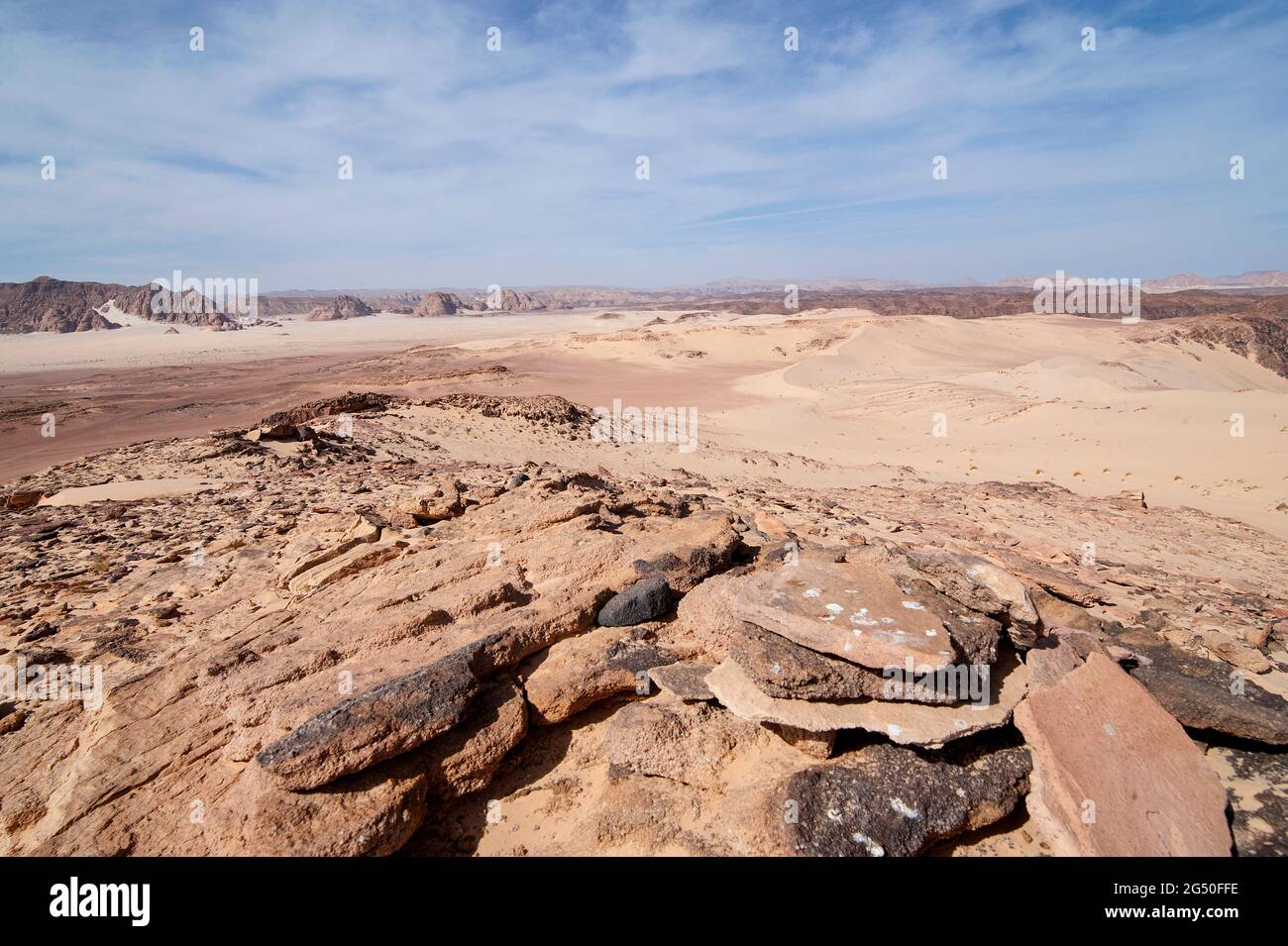EGYPT, SINAI: Together with Bedouin Soliman Al Ashrab from the Mzaina tribe, 2 camels and 2 dogs did I walk for four days through the desert close to Stock Photo