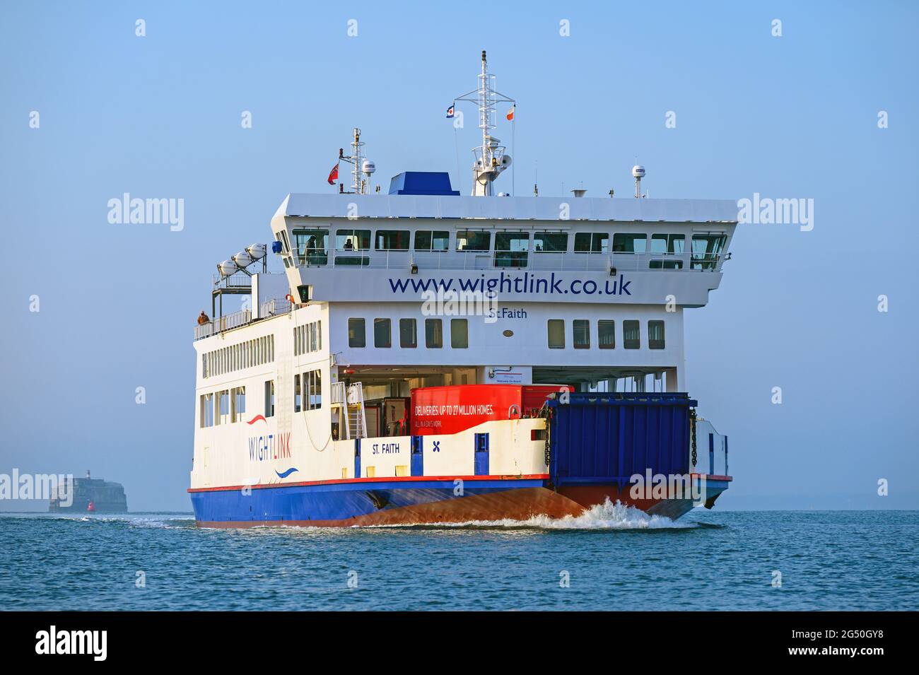 Wightlink's car and passenger ferry St. Faith links Fishbourne on the