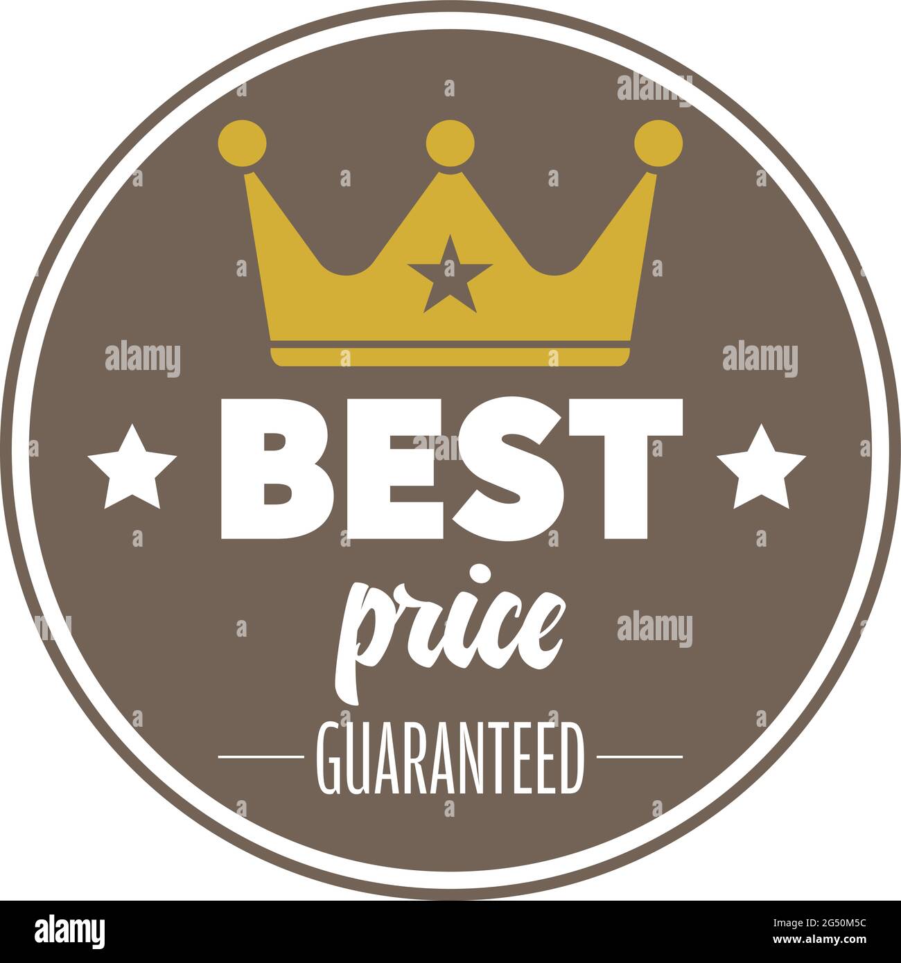 BEST PRICE GUARANTEED label or badge with golden crown symbol, vector illustration Stock Vector