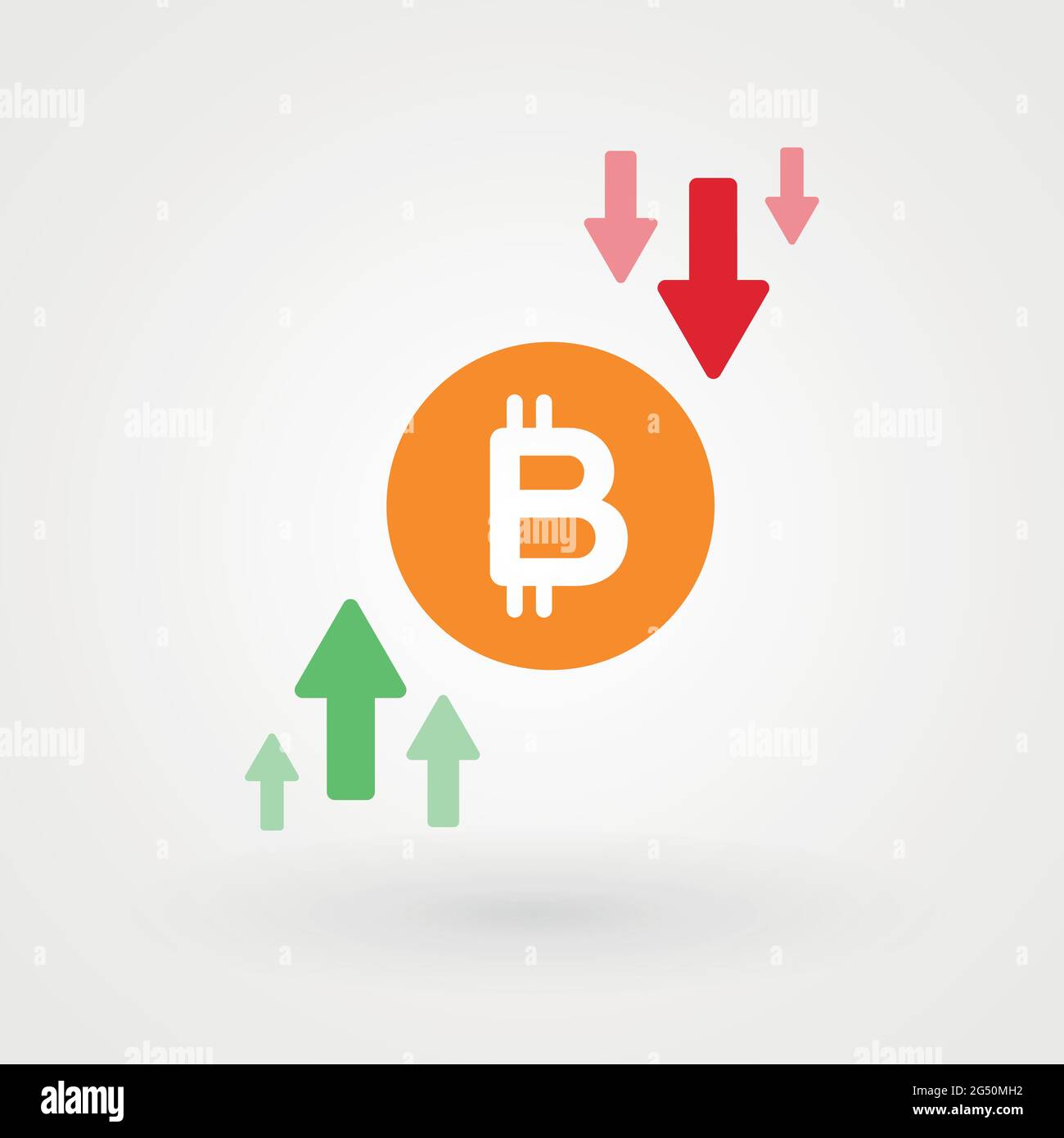 Bitcoin up and down graph. Crypto currency crisis concept. Digital