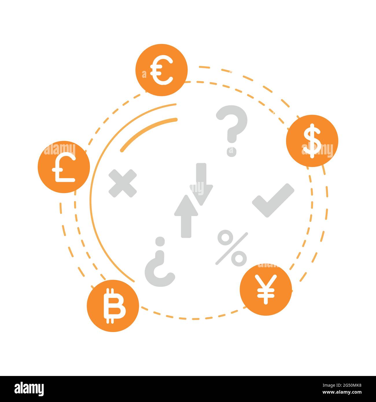 Currency crisis concept. Digital currency risk. Vector illustration