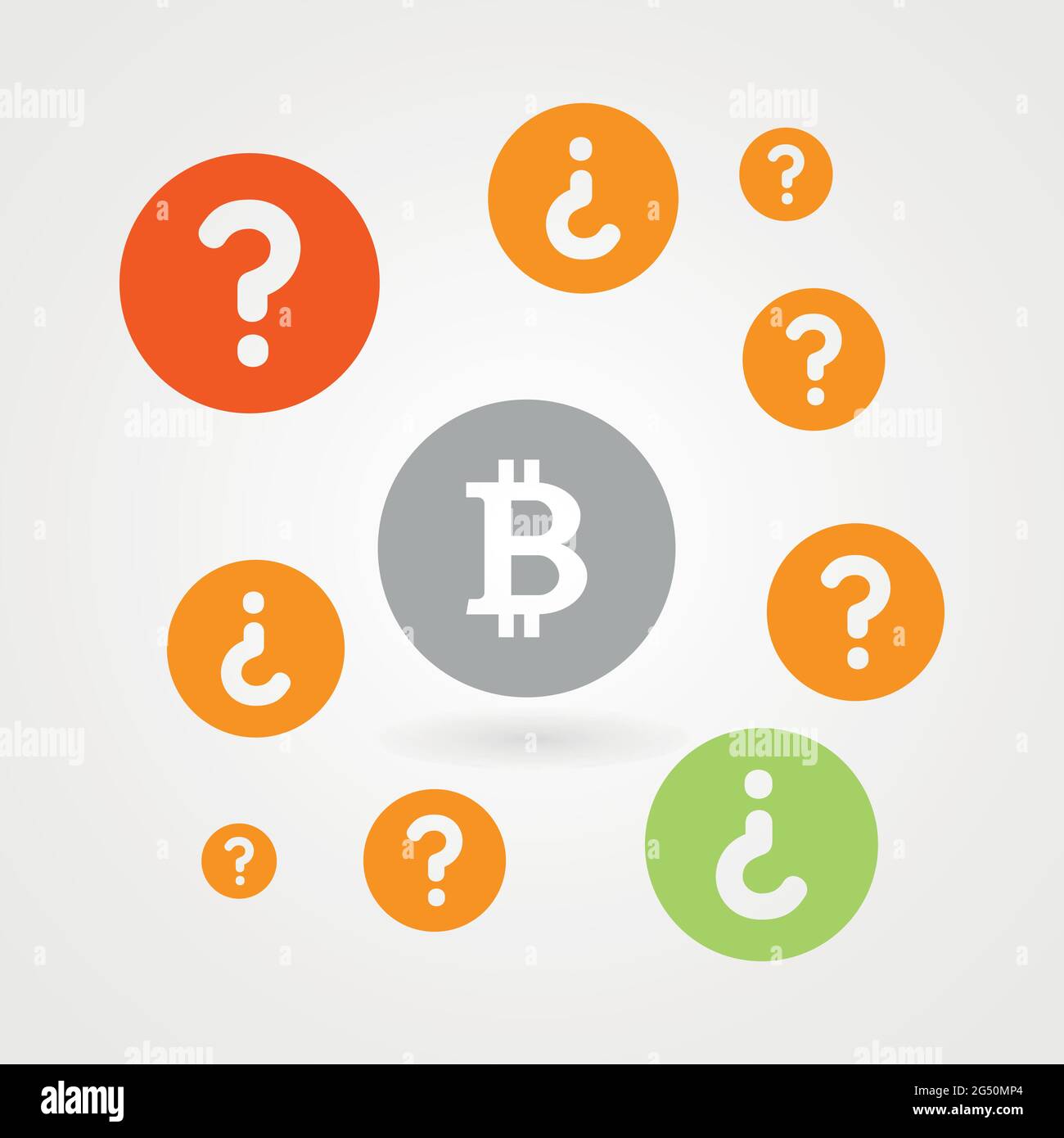 Bitcoin questions. Crypto currency crisis concept. Digital currency