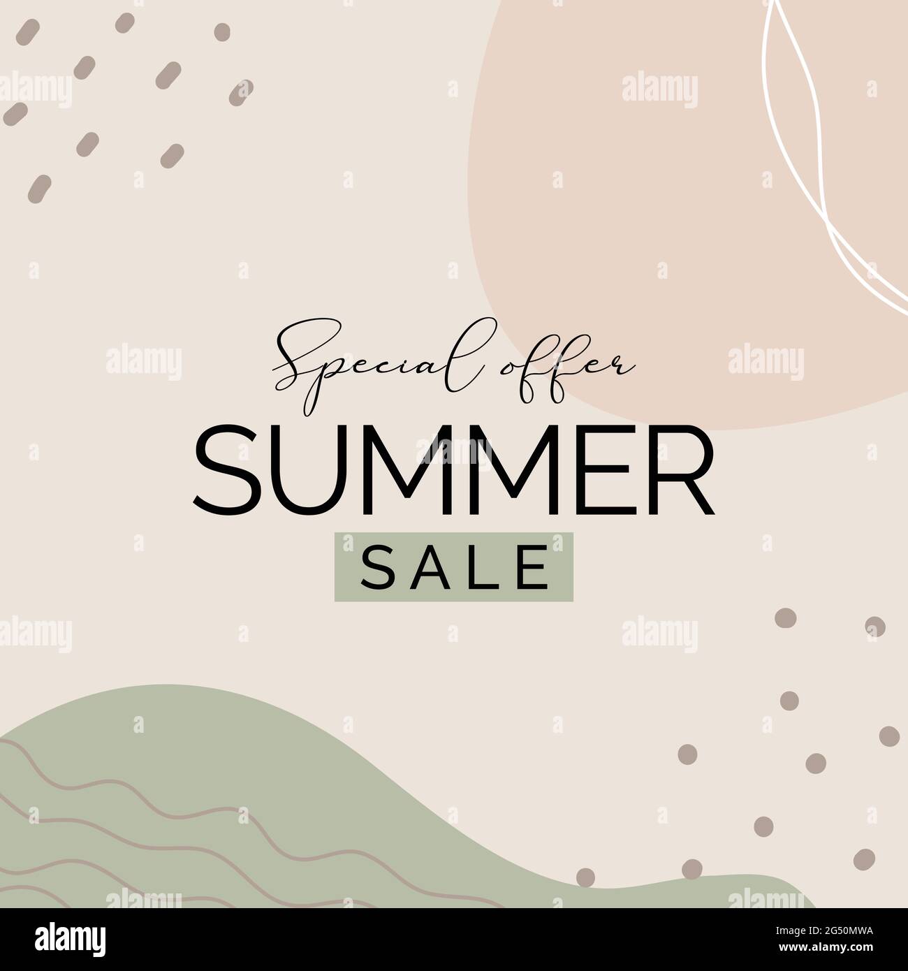 Summer Sale Natural Background with Abstract Shapes. Vector ...