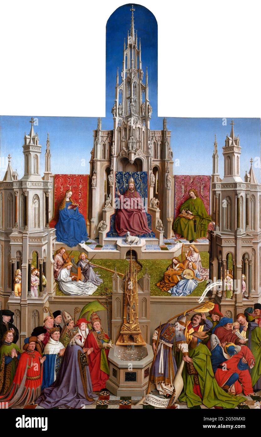 The Fountain of Grace by workshop of Jan van Eyck (c.1390-1441), oil on panel, c. 1440-50 Stock Photo