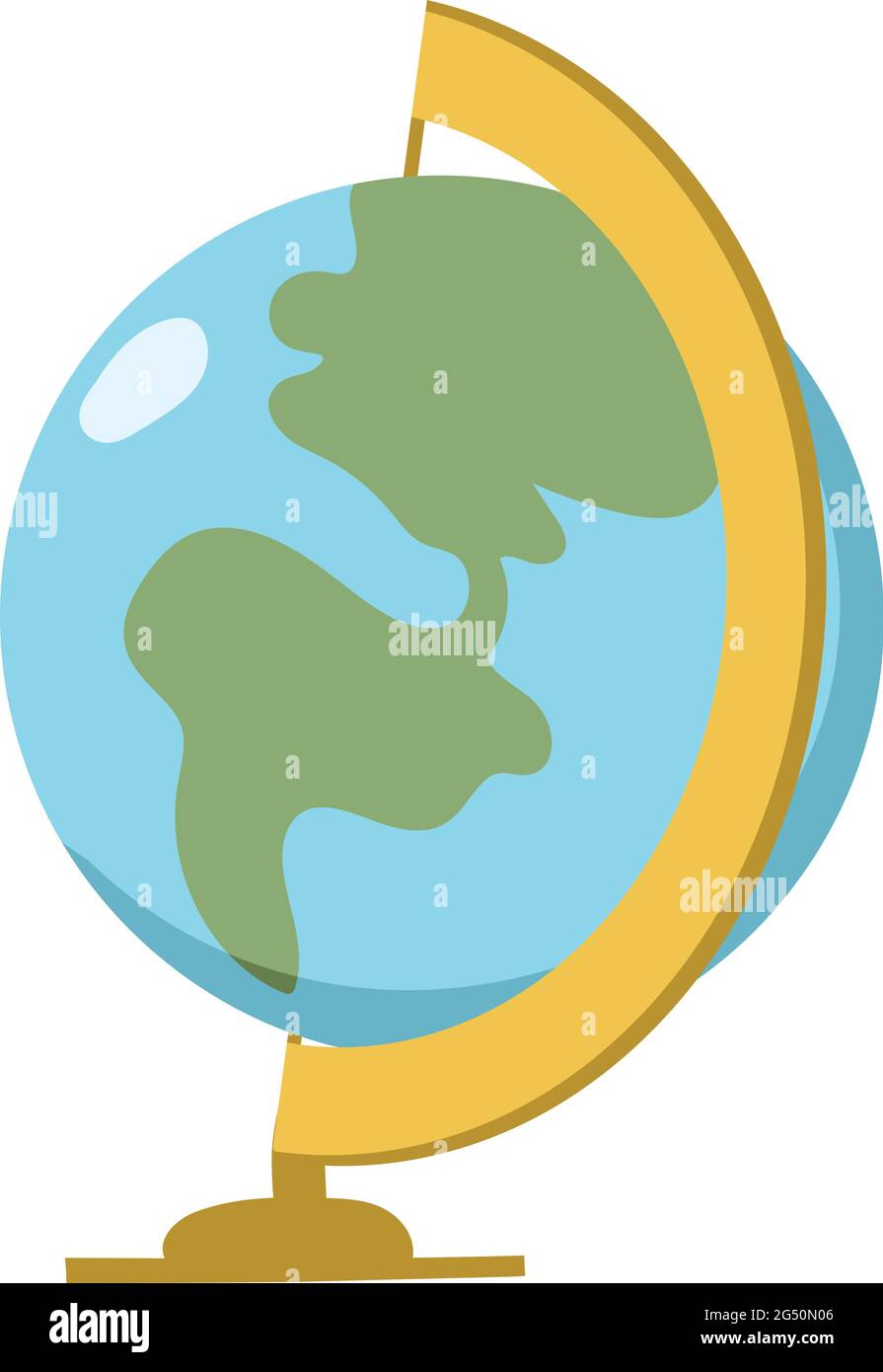 Globe Drawing in Cartoon Style. Planet Earth Map with countries and continents. Editable Vector Illustration on white background. Stock Vector