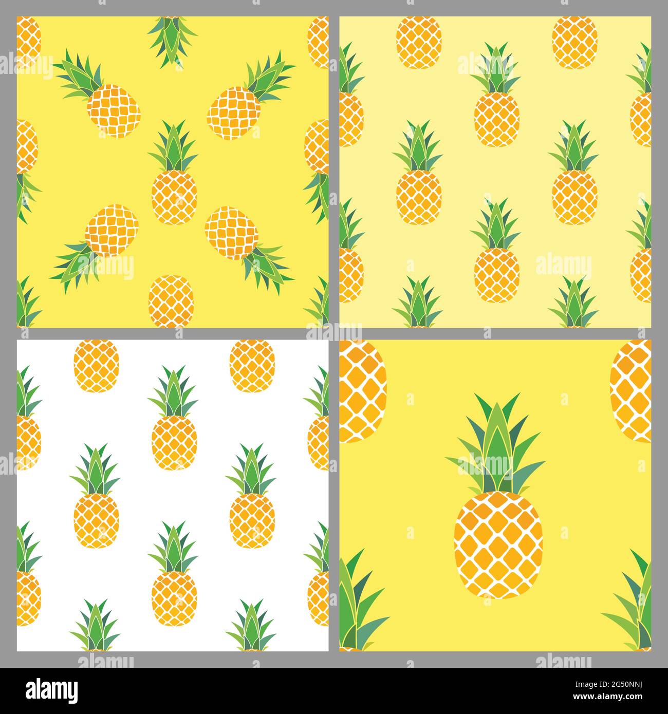 Pineapple Seamless Pattern Background collection set. Vector Illustration Stock Vector Image