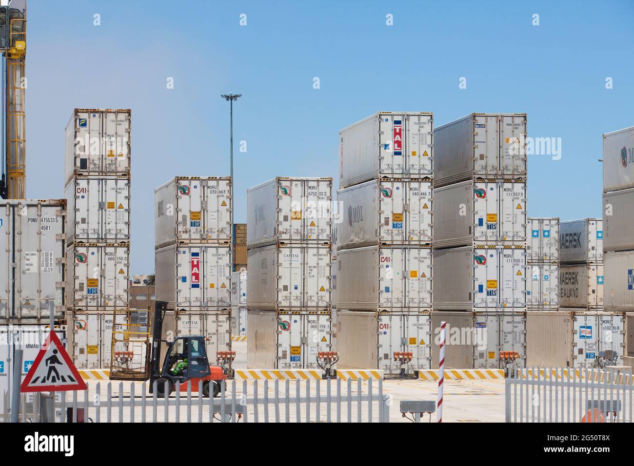 stack of overseas containers in the harbour of Cape Town, South Africa