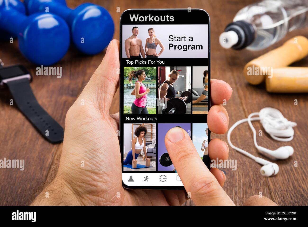 Sport Mobile Phone App. Fitness Exercise Technology Stock