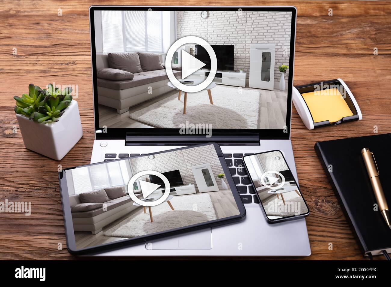 Virtual Open House Showing Or Online Tour Stock Photo