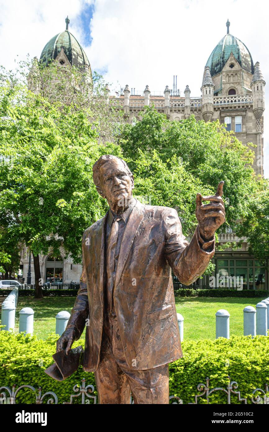 The statue of President George H. W. Bush on Liberty / Szabadsag Square in central Budapest on an early spring day Stock Photo