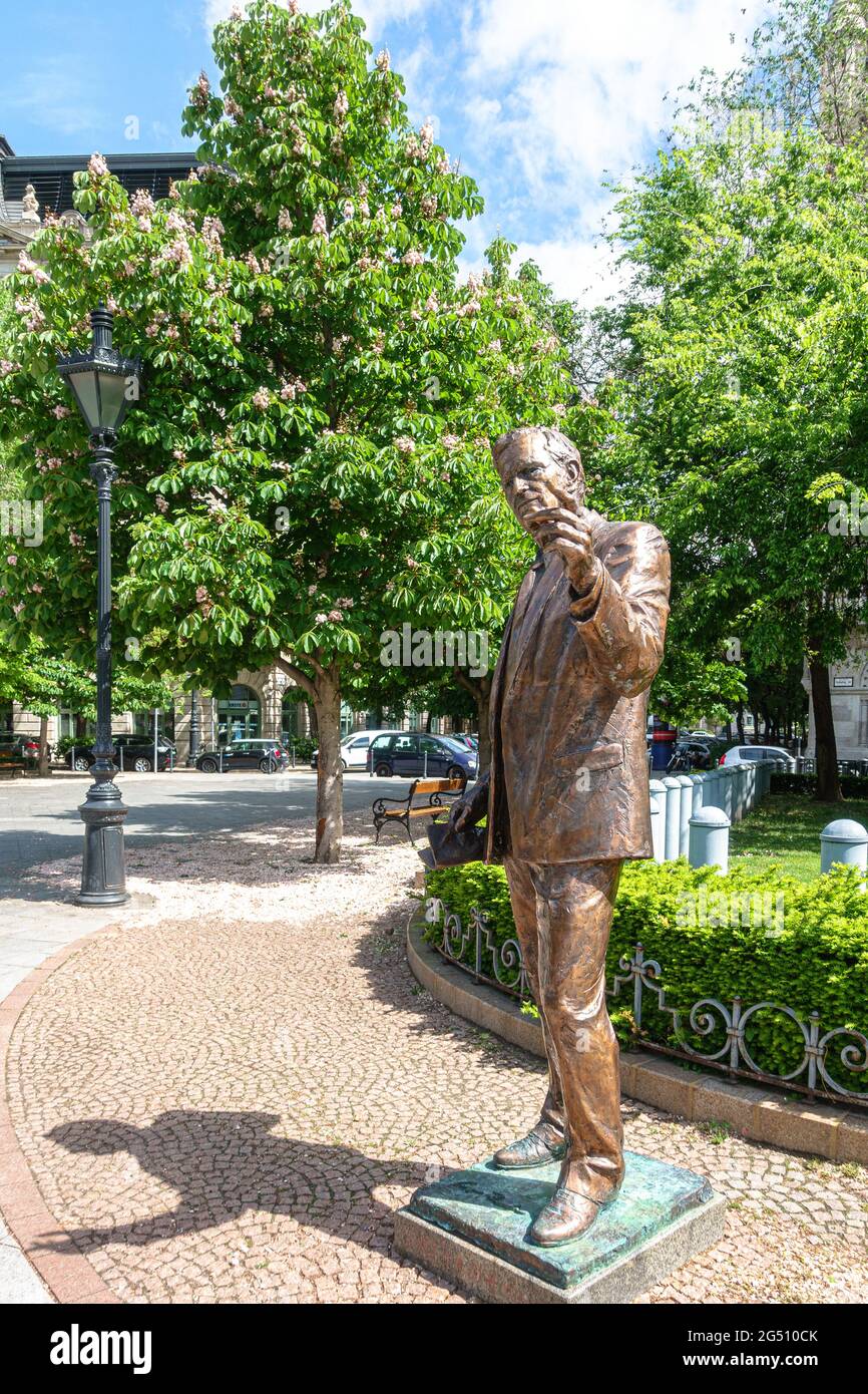 The statue of President George H. W. Bush on Liberty / Szabadsag Square in central Budapest on an early spring day Stock Photo