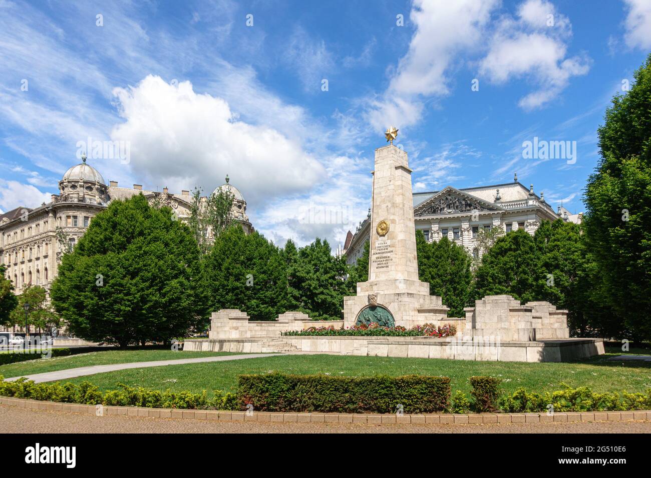 The Soviet War Memorial in central Budapest at Szabadsag ter Stock Photo