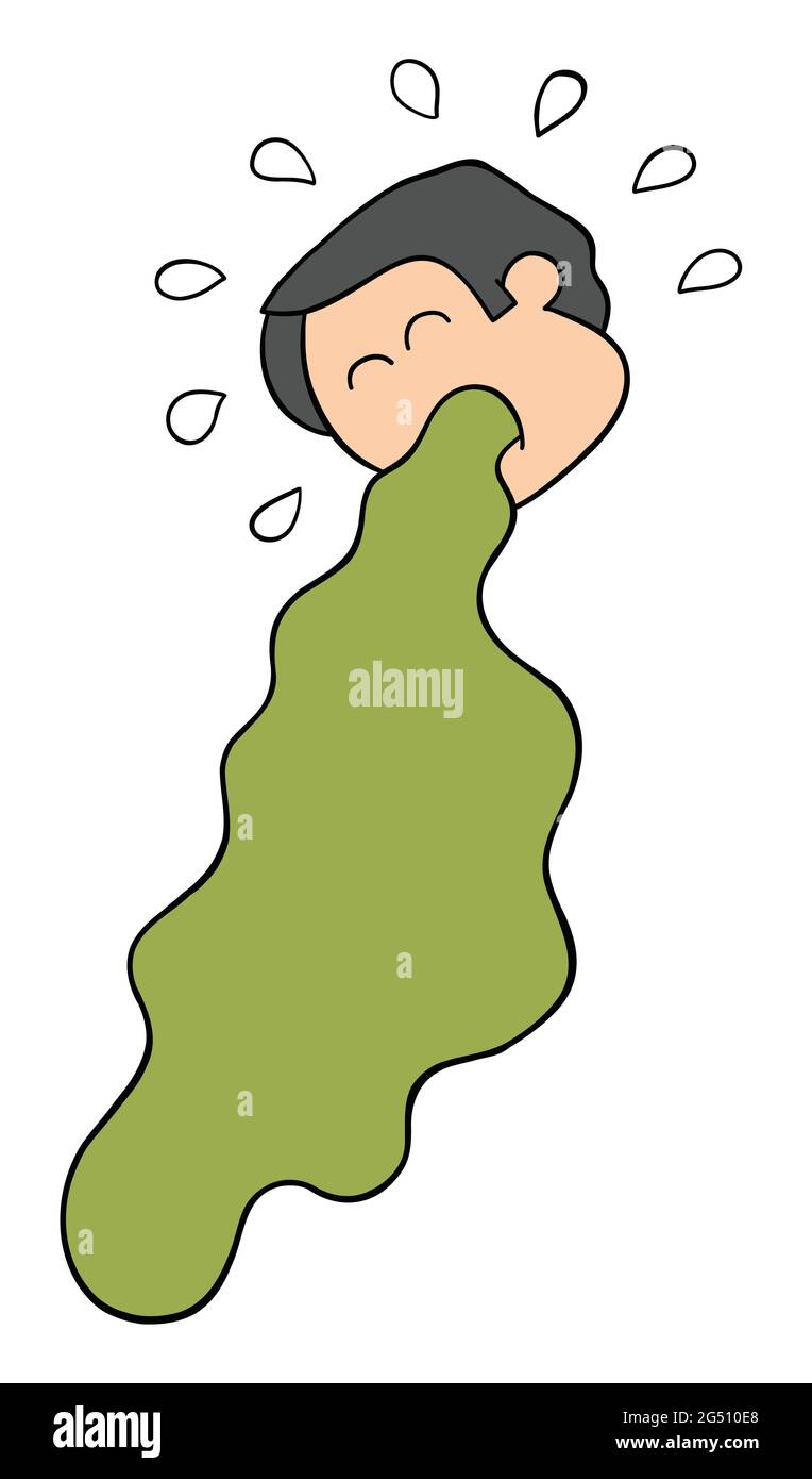 Cartoon man is vomiting, vector illustration. Colored and black outlines  Stock Vector Image & Art - Alamy