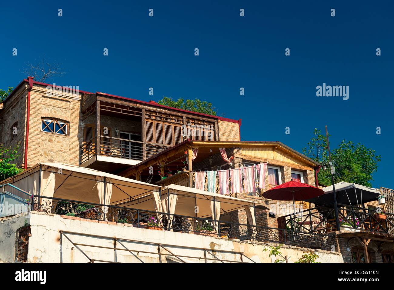 Outdoor furniture on a rooftop terrace an overview Tbilisi,