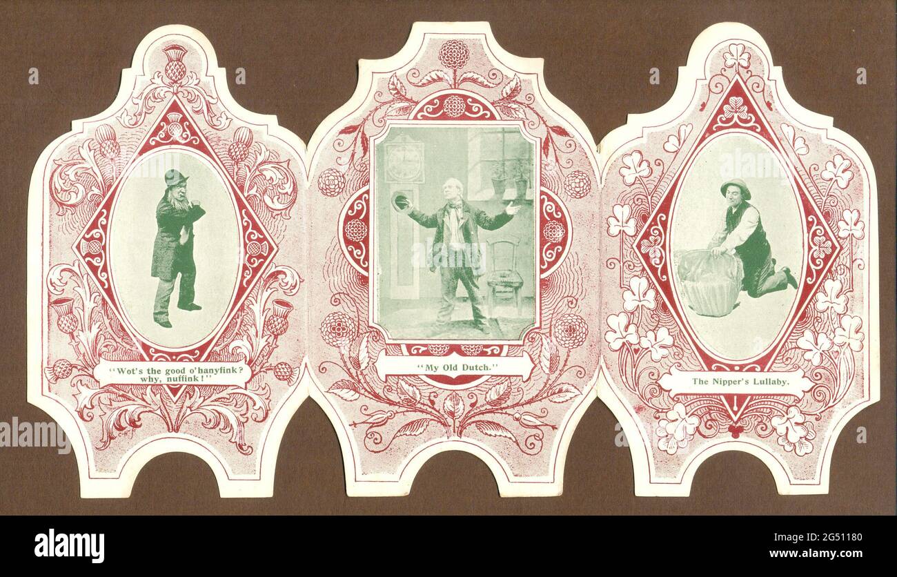 Folding die cut programme for Albert Chevalier's Recitals held at the Drill Hall, Bromsgrove, Worcestershire 1896 Stock Photo