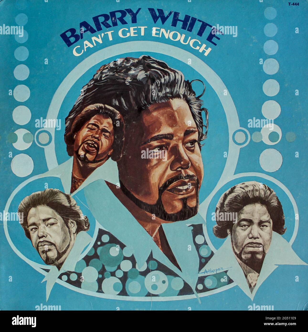 R&B, disco and soul artist Barry White music album on vinyl record LP disc. Titled: Can't Get Enough album cover Stock Photo