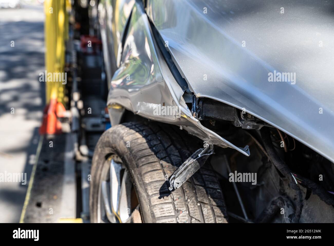 Unsafe Roads Warning. Car Insurance And Repair Stock Photo