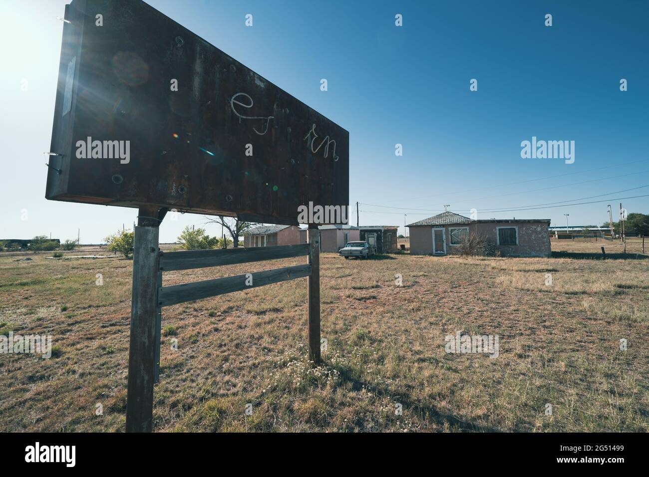 San Jon, New Mexico May 6, 2021 Old abandoned neon sign, mostly in