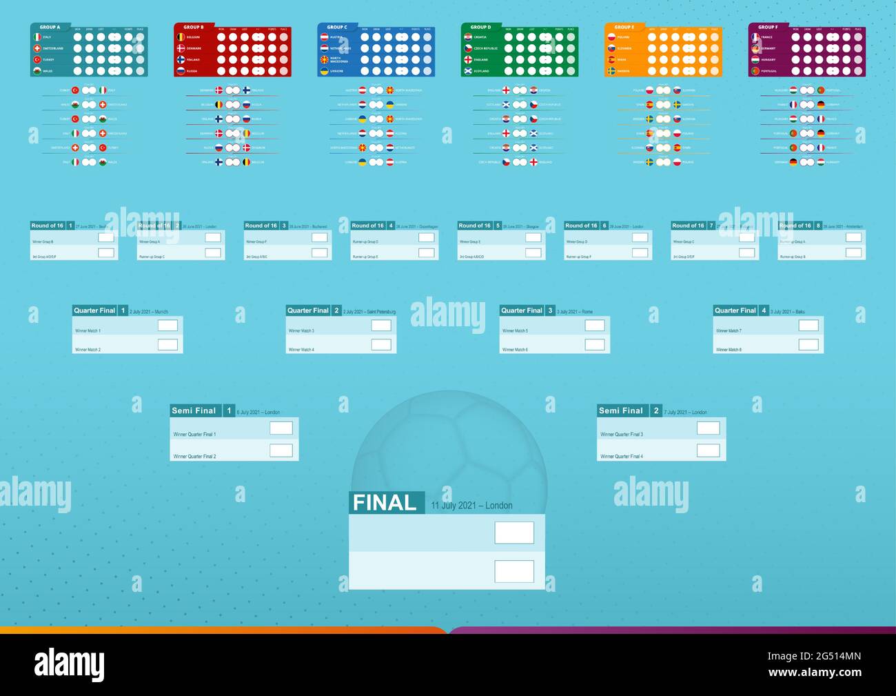 Free Vector  Flat football championship groups table template