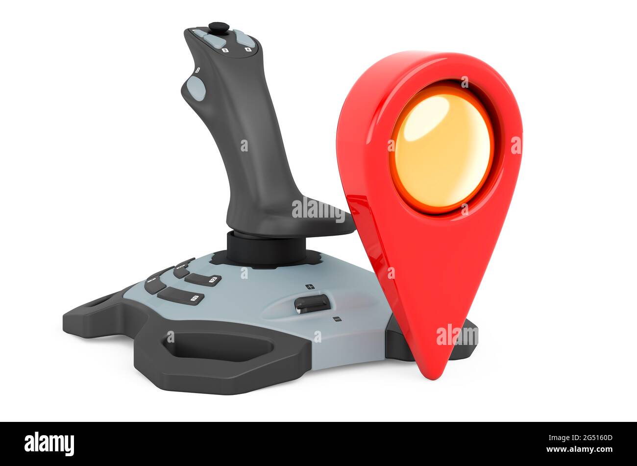 Map pointer with joystick, 3D rendering isolated on white background ...